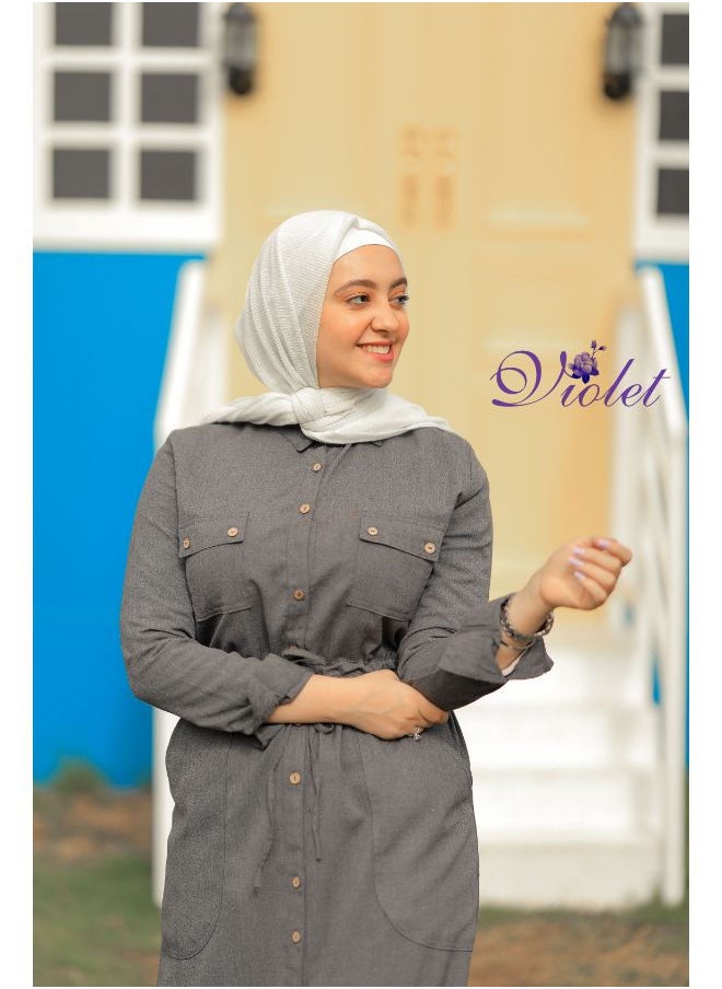 Puritopia - Grey Maxi shirt dress - Image 1