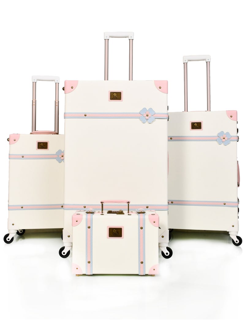 مورانو حقائب سفر كلاسيكية من جلد مورانو 4 قطع بعجلات دوارة وقفل أمان - Image 1