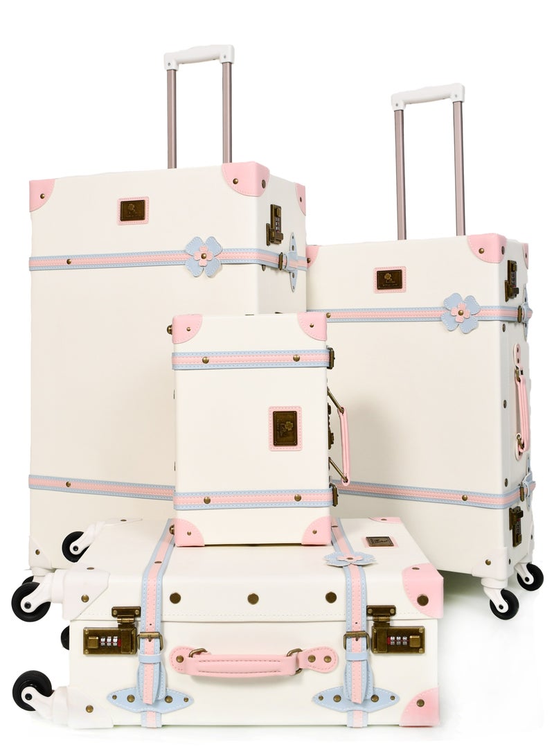 مورانو حقائب سفر كلاسيكية من جلد مورانو 4 قطع بعجلات دوارة وقفل أمان - Image 2