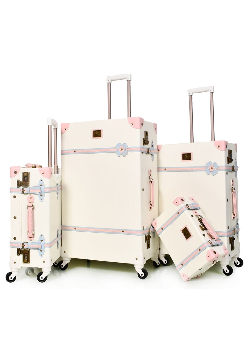 مورانو حقائب سفر كلاسيكية من جلد مورانو 4 قطع بعجلات دوارة وقفل أمان - Image 3