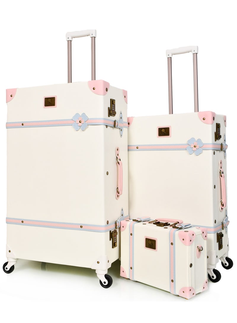 مورانو حقائب سفر كلاسيكية من جلد مورانو 4 قطع بعجلات دوارة وقفل أمان - Image 4