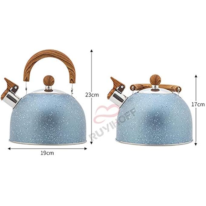 ريحني غلاية صافرة على الموقد مصنوعة من الفولاذ المقاوم للصدأ بدرجة الطعام بتصميم أنيق مع مقبض مريح مناسب لجميع أنواع مواقد الطهي بما في ذلك الحث الأزرق 25 لتر - Image 4