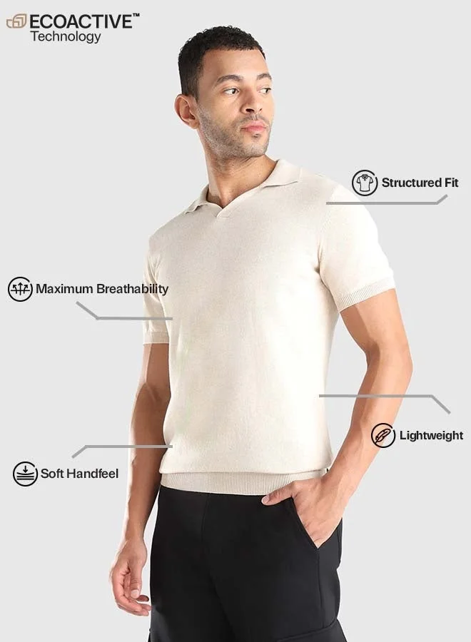 Musclemind beige Men's Flat Knit Polo for Men | Best Price UAE