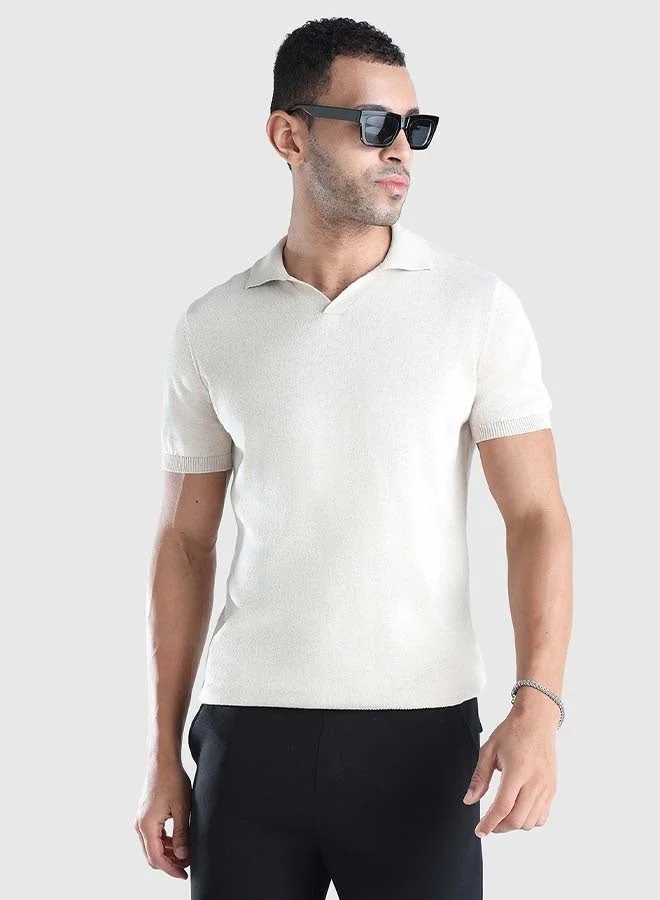 Musclemind beige Men's Flat Knit Polo for Men | Best Price UAE