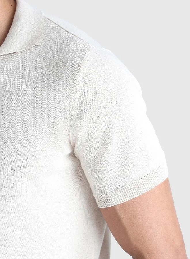 Musclemind beige Men's Flat Knit Polo for Men | Best Price UAE