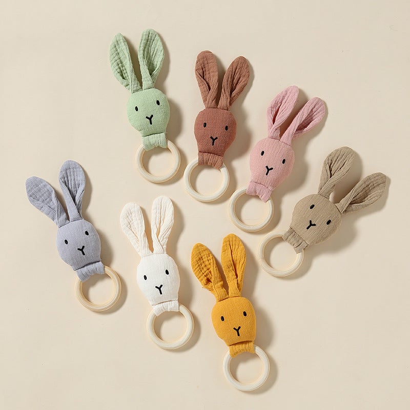 Kapok Yarn Baby Comfort Towel Doll – All-Cotton Bunny Rattle Pendant for Infants - Image 5