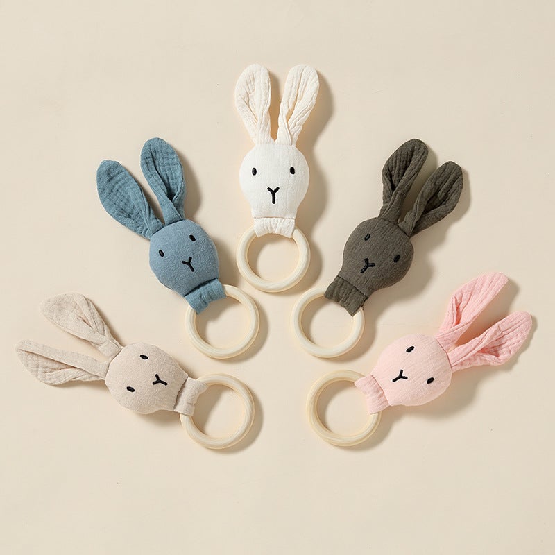 Kapok Yarn Baby Comfort Towel Doll – All-Cotton Bunny Rattle Pendant for Infants - Image 2
