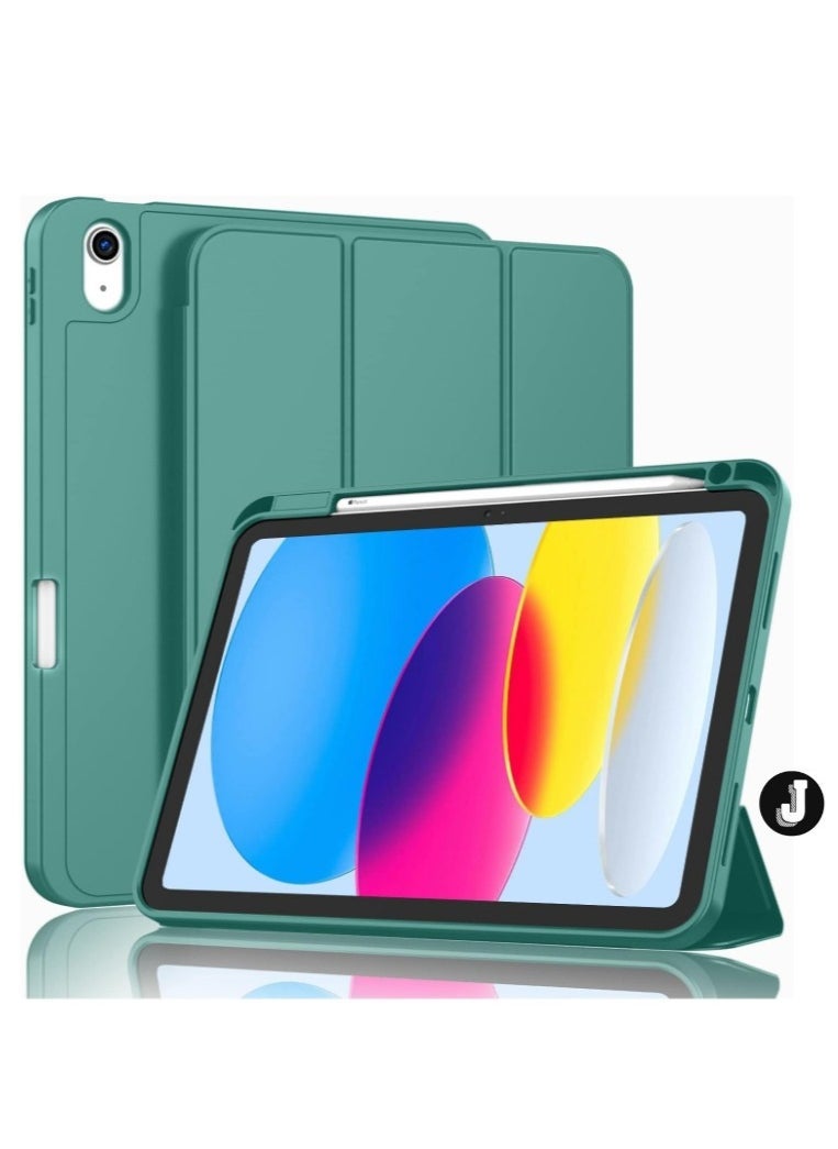 JAJEEK iPad 10th Generation Case (10.9 Inch, 2022) – Smart Case with Pencil Holder, Soft TPU Back, Auto Wake/Sleep Function – Forest Green - Image 1