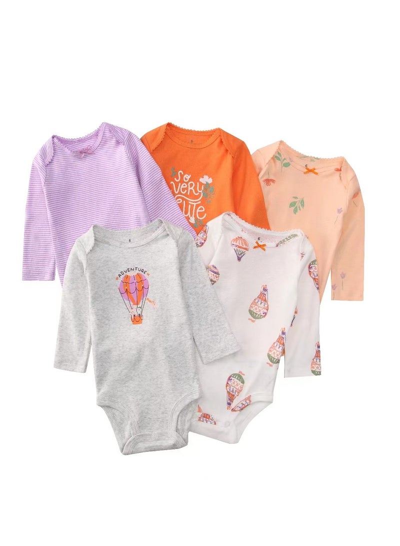 Baby Girls Long Sleeve Bodysuits 5-Pack 