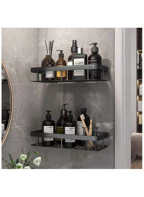 2 Packs Bathroom Shower Shelf,Bathroom Organizer Shower Caddy Shelf,Bathroom Storage Shelf,Wall Shelf,No Drilling wall mounted Shower Shelves Black