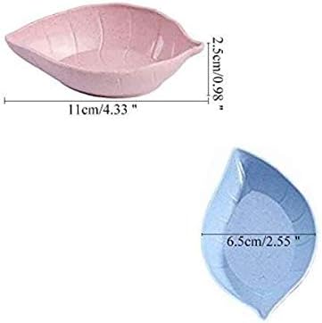 Aeyistry 4 Pcs Leaf Shape Sauce Dish Small Dipping Bowls Wheat Straw  PP Material Modern NatureInspired Style Round Bowls for Condiments  Appetizers - Image 4