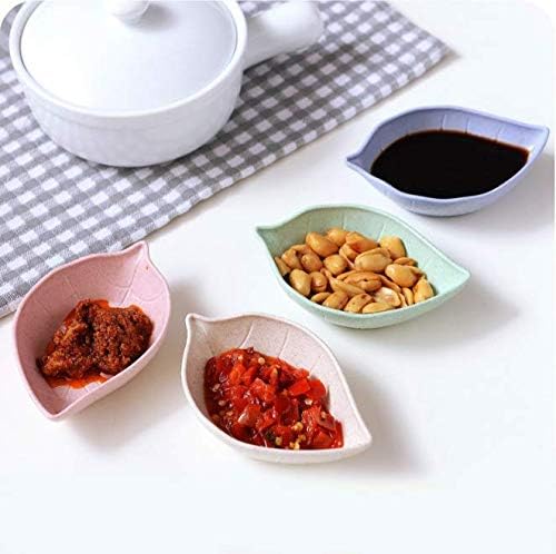 Aeyistry 4 Pcs Leaf Shape Sauce Dish Small Dipping Bowls Wheat Straw  PP Material Modern NatureInspired Style Round Bowls for Condiments  Appetizers - Image 5