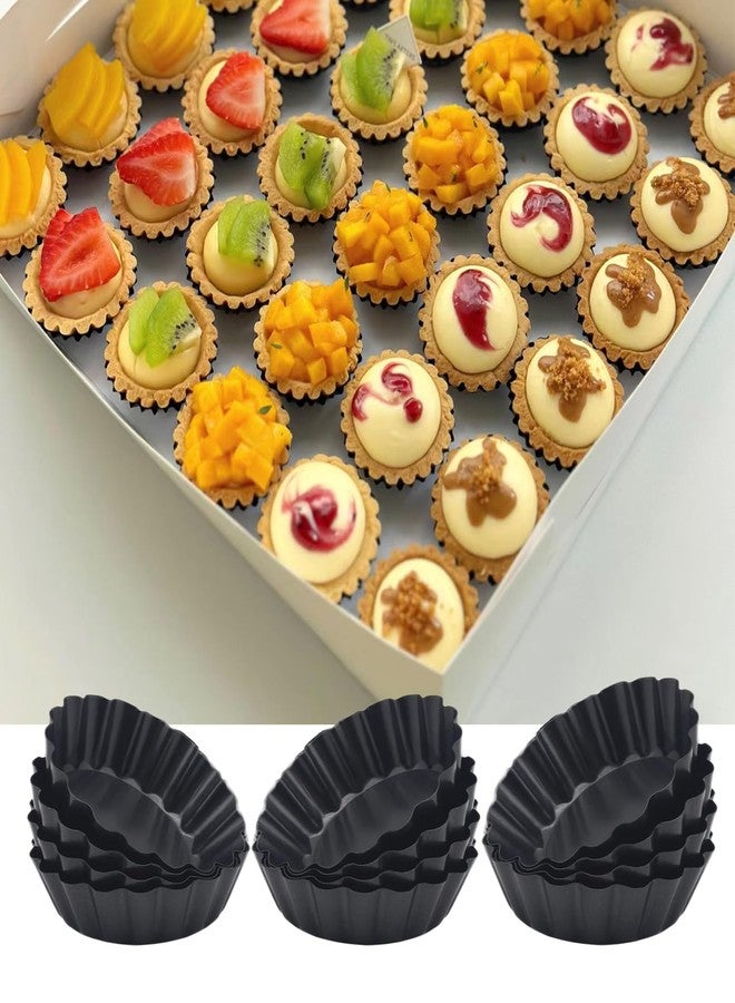 Yamteck 3 Inch Mini Tart Pans 12 Pack, Round Egg Tart Molds with Removable Bottom. Small Quiche Pans w/Non-Stick Coating Rugged Carbon Steel for Tartlets Shells Desert Making Christmas Festival Party - Image 1