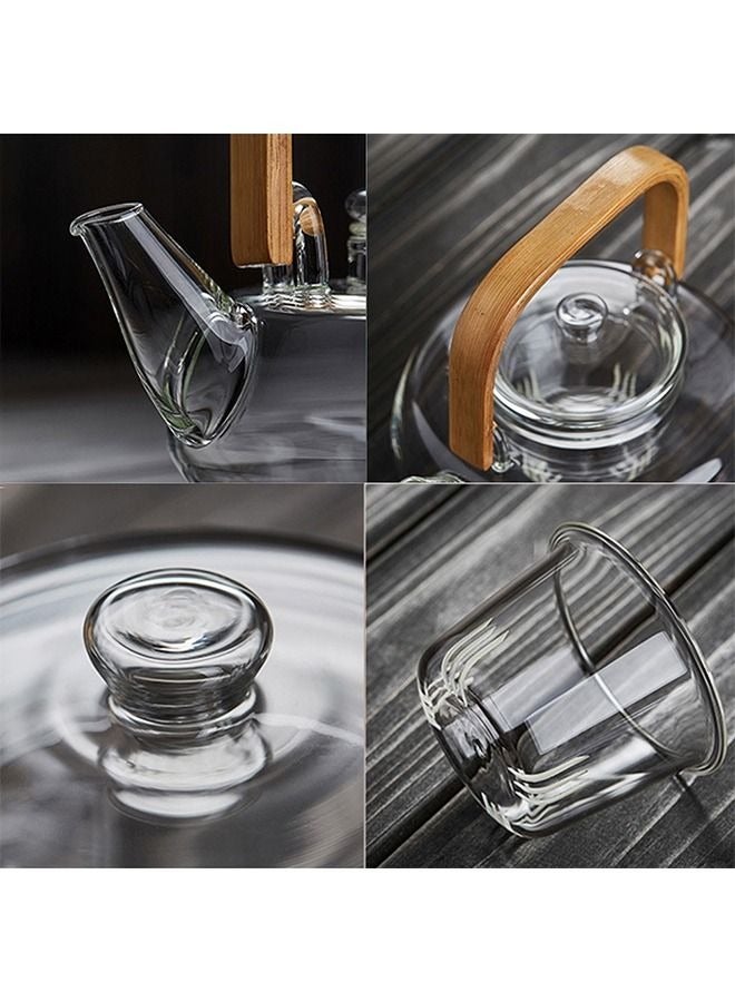 HOME ZONE Glass Teapot with Wood Handle  Clear - Image 3