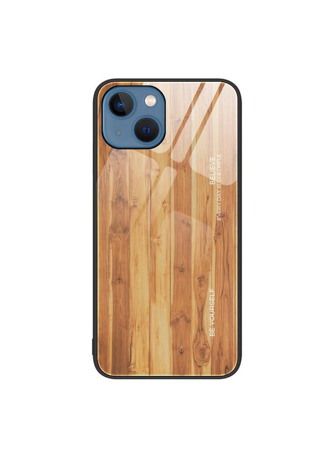 S-TOP Case For iPhone 13 Wood Grain Glass Protective Case - Image 1