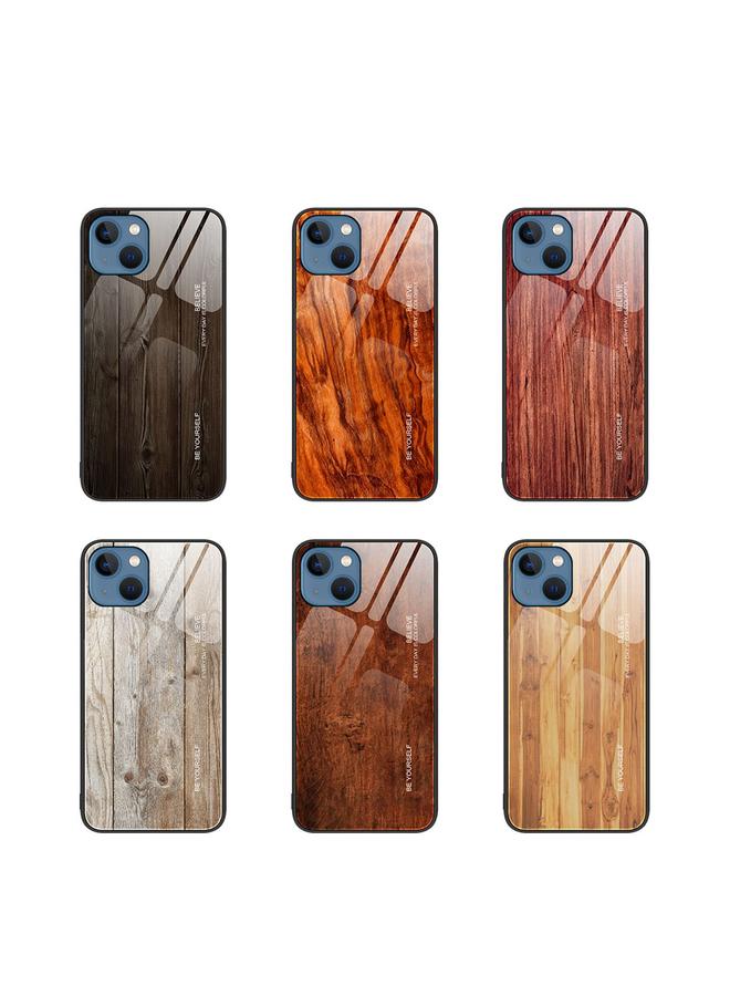 S-TOP Case For iPhone 13 Wood Grain Glass Protective Case - Image 2