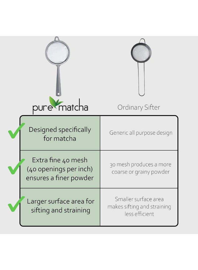 حياة كومفورت بيور ماتشا مصفاة شاي، شبكة دقيقة للغاية، ستانلس ستيل، تزيل التكتلات في مسحوق الشاي الاخضر - Image 4