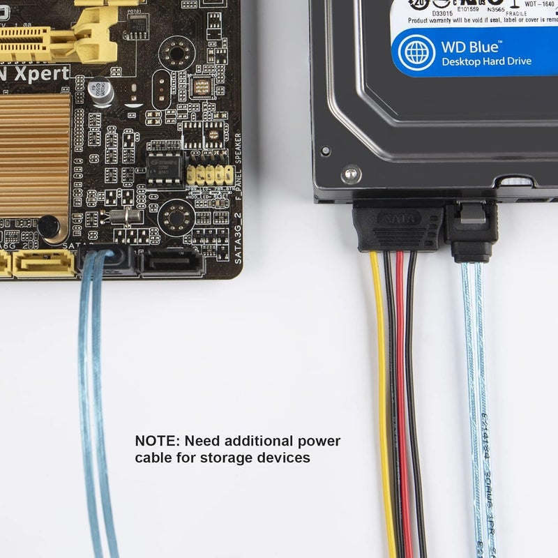 CableCreation SATA III Cable, [5-Pack] 8-inch SATA III 6.0 Gbps 7pin Female Straight to Straight Female Data Cable with Locking Latch, 0.6 FT Blue - Image 5