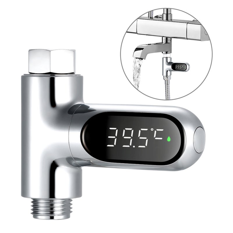 LED Display Water Meter Digital Shower Thermometer Bath Temperature Monitor Water-temperature Measuring Instrument with 5~85℃ Range ℃/℉ High Accuracy Shower Bathroom Accessory - Image 1
