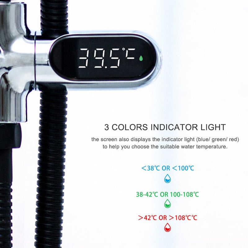 LED Display Water Meter Digital Shower Thermometer Bath Temperature Monitor Water-temperature Measuring Instrument with 5~85℃ Range ℃/℉ High Accuracy Shower Bathroom Accessory - Image 4
