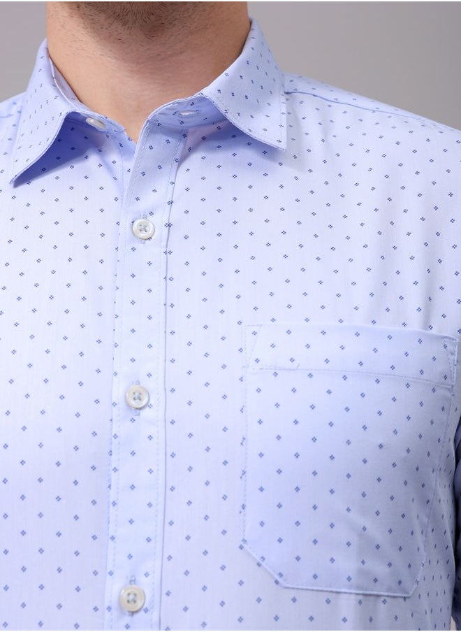 The Indian Garage Co Men Slim Fit Ditsy Printed Full Sleeves Cutaway Collar Formal Shirt  - Image 5