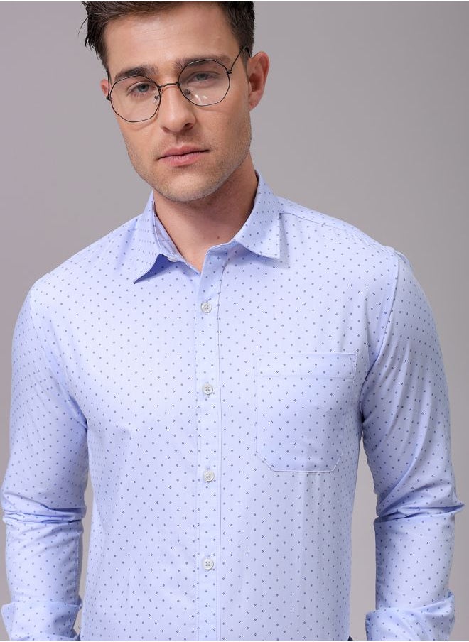 The Indian Garage Co Men Slim Fit Ditsy Printed Full Sleeves Cutaway Collar Formal Shirt  - Image 1