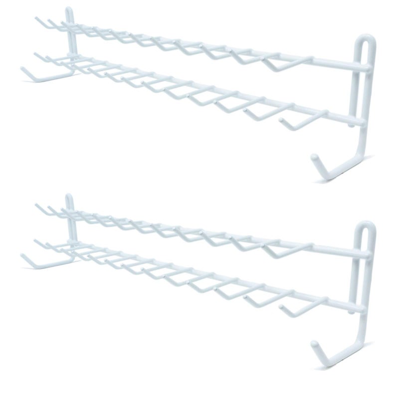 Huji Wall Mount Tie and Belt Rack Organizer, White (2 Pack) - Image 1