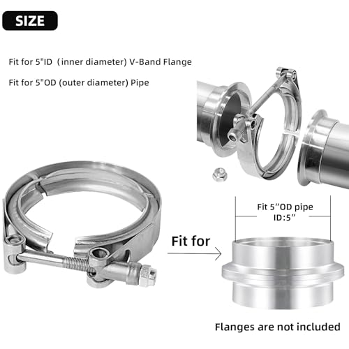 PALOZO 5 Inch V Band Clamp Stainless Steel 304 VBand Bolt Clamp for Exhaust Pipe Flanges - Image 3