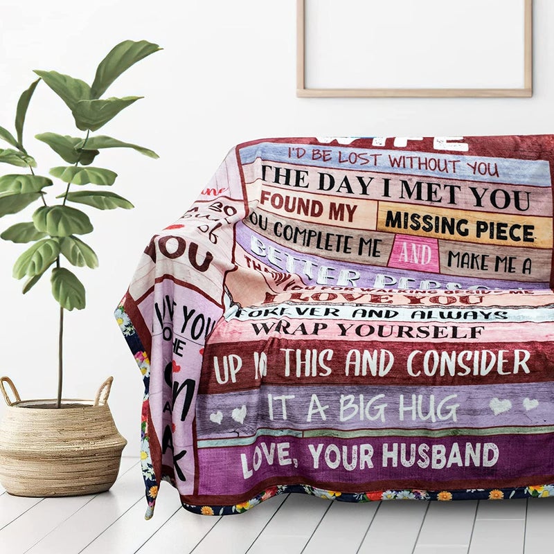 JTUOW Anniversary Birthday Gift for Her Wife Gifts from Husband Romantic I Love You Weeding Gift for Women to My Wife Blanket for Valentines Mothers Day Christmas (50x40in  Wife Gifts) - Image 2