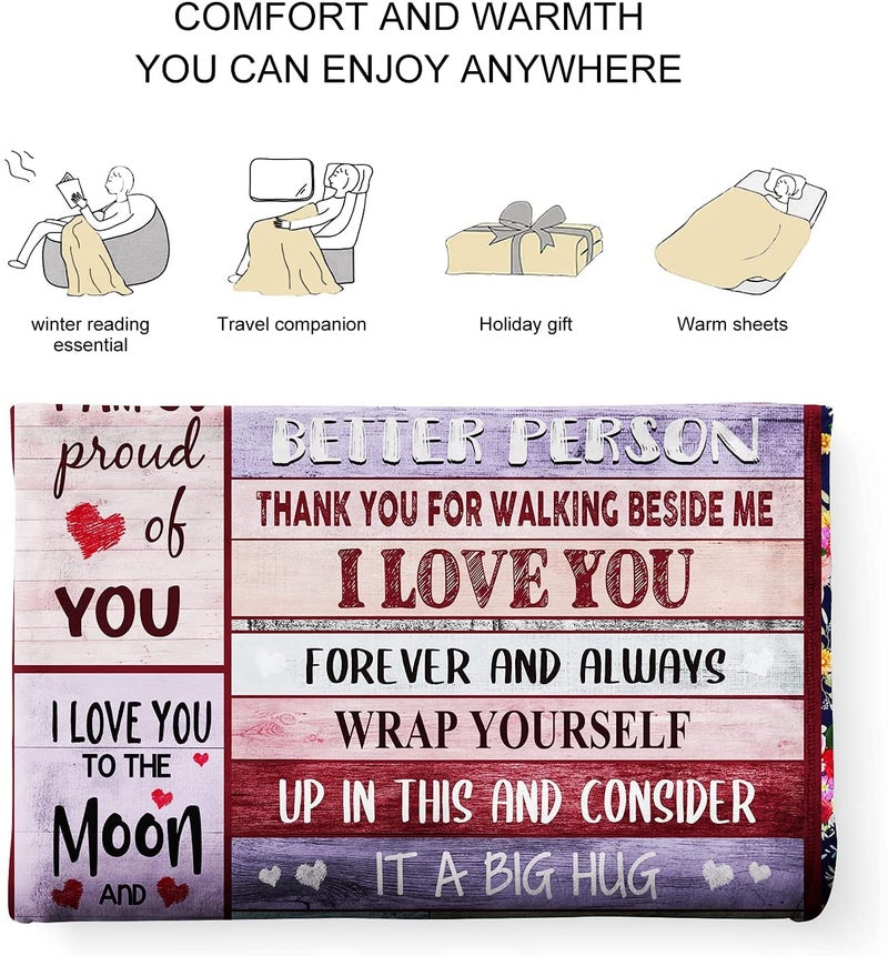 JTUOW Anniversary Birthday Gift for Her Wife Gifts from Husband Romantic I Love You Weeding Gift for Women to My Wife Blanket for Valentines Mothers Day Christmas (50x40in  Wife Gifts) - Image 4
