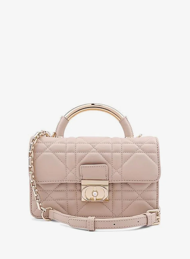 Cuple Beige Cuple Textured Zip Shoulder Bag for Women | Best Price UAE