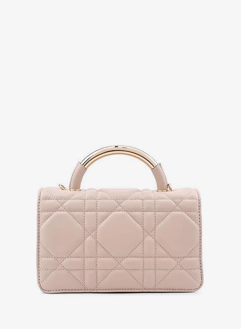 Cuple Beige Cuple Textured Zip Shoulder Bag for Women | Best Price UAE