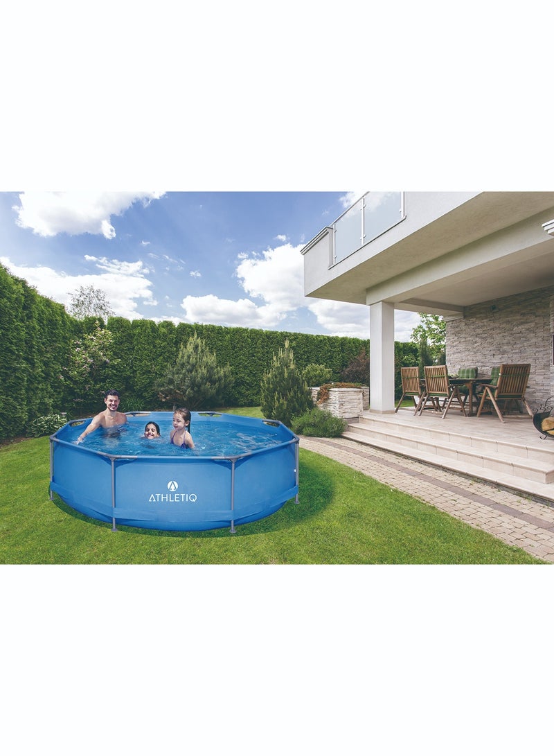 Athletiq Premium 3.05m Round Frame Swimming Pool Set with Filter Pump – Large Family Backyard Pool 4383L Capacity - Image 4