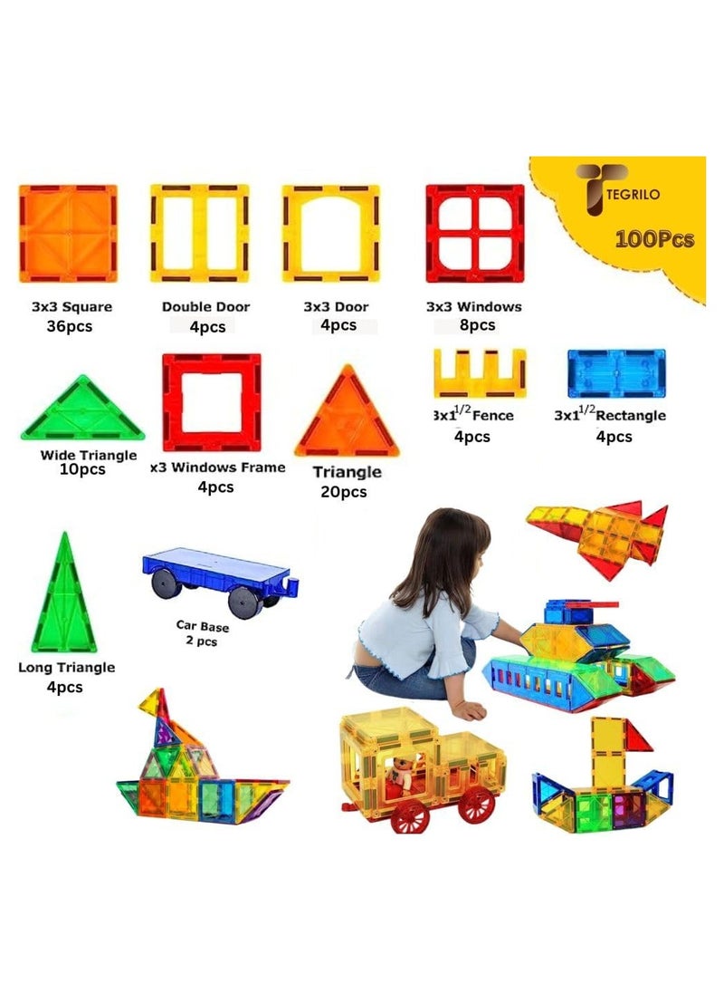 100pcs Magnetic Building Blocks Kids Magnetic Building Blocks Set 3D Building Educational Toys for Kids  - Image 3