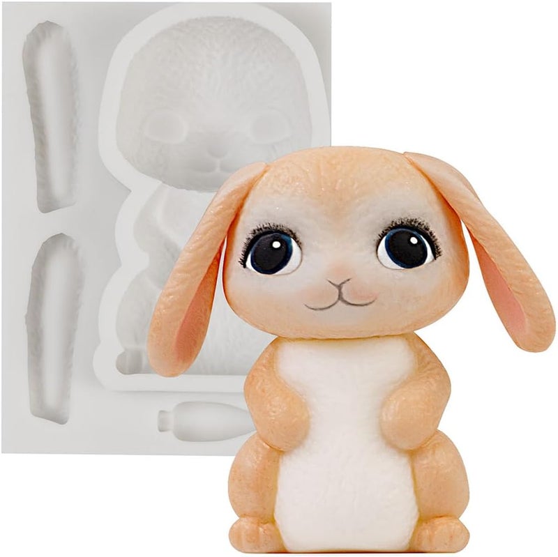 FUNSHOWCASE Bunny Fondant Silicone Mold 4" for Cake Decoration, Cupcake Topper, Clay Crafts - Image 1