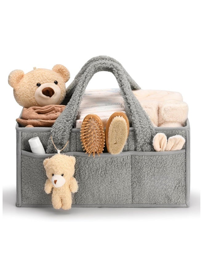 Sybil's Baby Diaper Caddy Organizer, Nursery Diaper Organizer, Car Caddy Organizer, Baby Storage Basket - Grey - Image 1