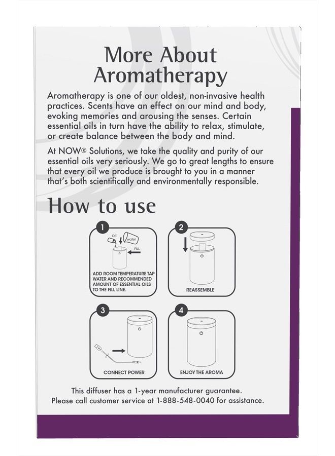 now Essential Oils, Portable USB Ultrasonic Aromatherapy Oil Diffuser, Extremely Quiet and Heat Free, Travel Friendly Diffuser - Image 3