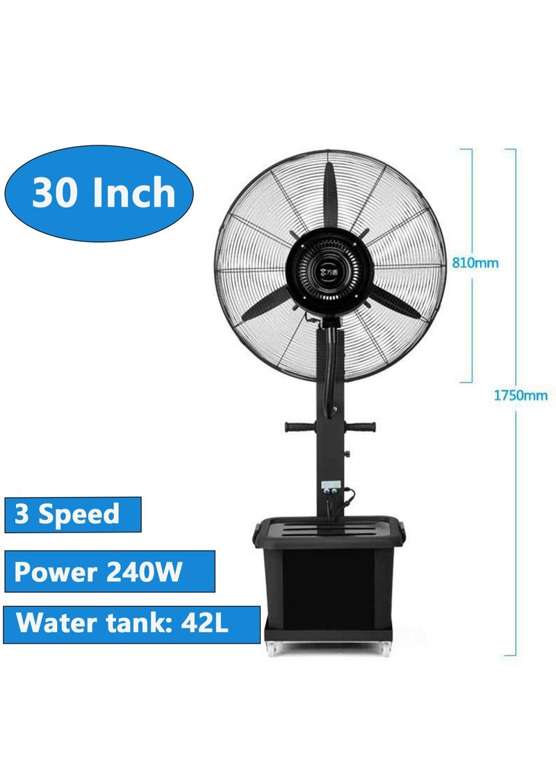 SUNRISE - 30 Inch Industrial Misting Fan, Stand Atomizing Fan, Heavy Duty Water Mist Fan,3 Cooling Speeds,42L Tank,Water Spray, Cooler Fan for Outdoor, Indoor, Garden, Warehouse Factory - Image 1