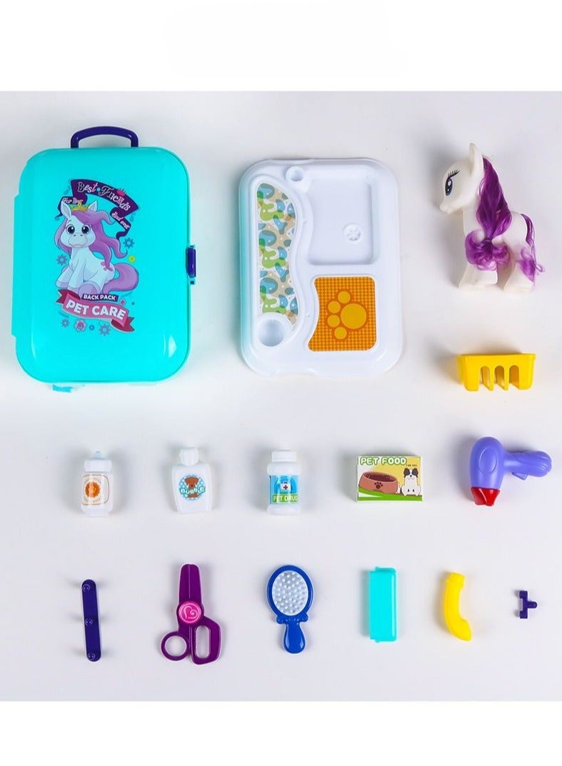 RedMapleTEK Children's simulated kitchen, cooking utensils, cosmetics, doctor's tool set, family backpack box, toys - Image 2