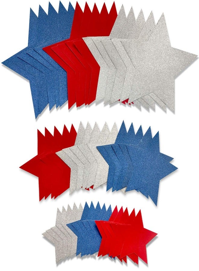 Aflyu Patriotic Star Cutouts Glitter Cutouts Kit 4th of July Decoration for Independence Day 45 Pieces - Image 1