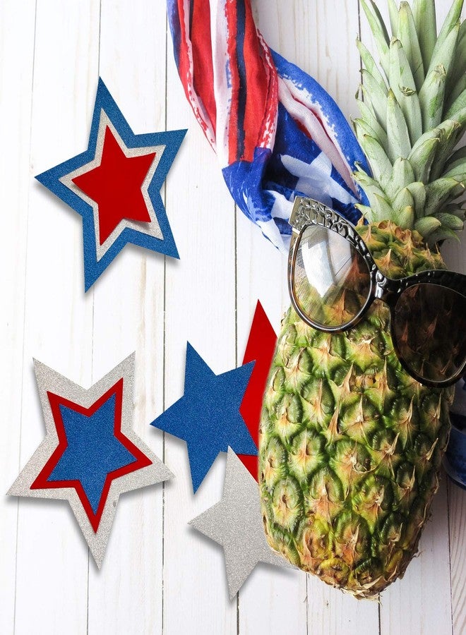 Aflyu Patriotic Star Cutouts Glitter Cutouts Kit 4th of July Decoration for Independence Day 45 Pieces - Image 4