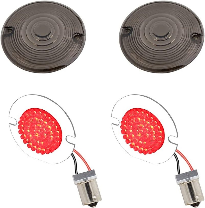 MotoParAcc DTR2017 1156 Rear LED Turn Signals with Smoked Lens Cover for Harley Motorcycles - Image 1