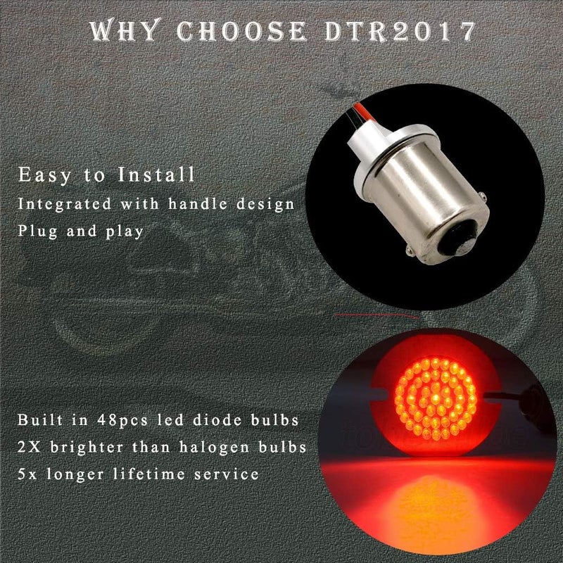 MotoParAcc DTR2017 1156 Rear LED Turn Signals with Smoked Lens Cover for Harley Motorcycles - Image 2