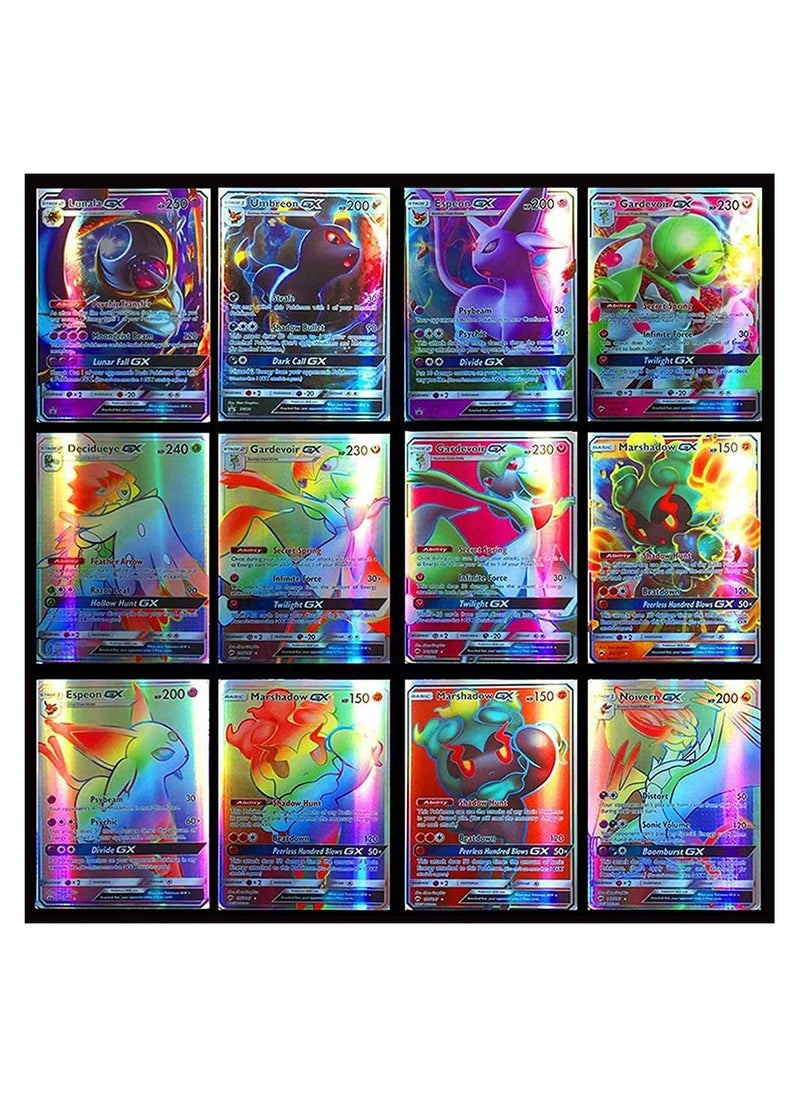 Pokemon - 100pcs Cards Vmax Assorted Cards TCG Card Packs Ultra Rare Shiny Collection Cards Set 95 GX+5 Mega cards No Duplicates Card for Kids Including Deck Box Best Gift for Collectors - Image 1