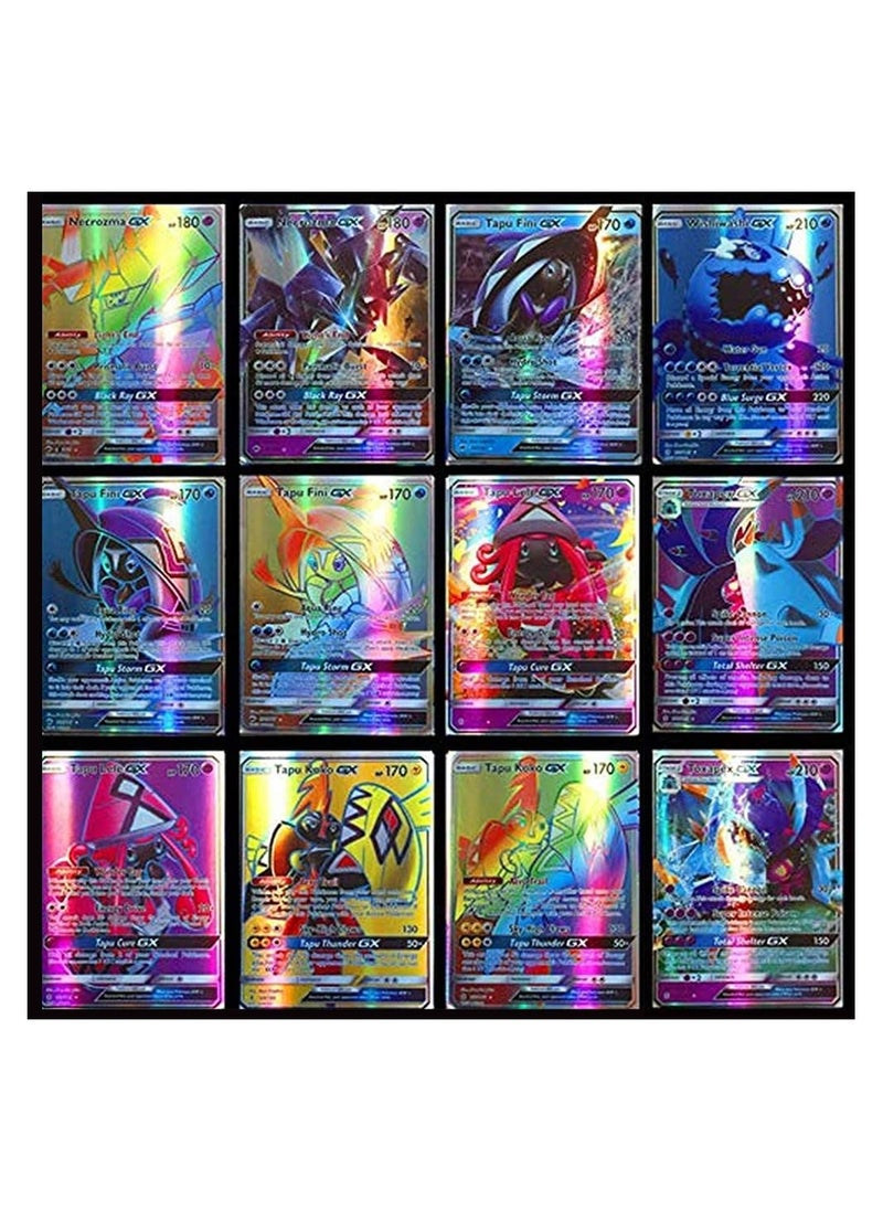 Pokemon - 100pcs Cards Vmax Assorted Cards TCG Card Packs Ultra Rare Shiny Collection Cards Set 95 GX+5 Mega cards No Duplicates Card for Kids Including Deck Box Best Gift for Collectors - Image 1