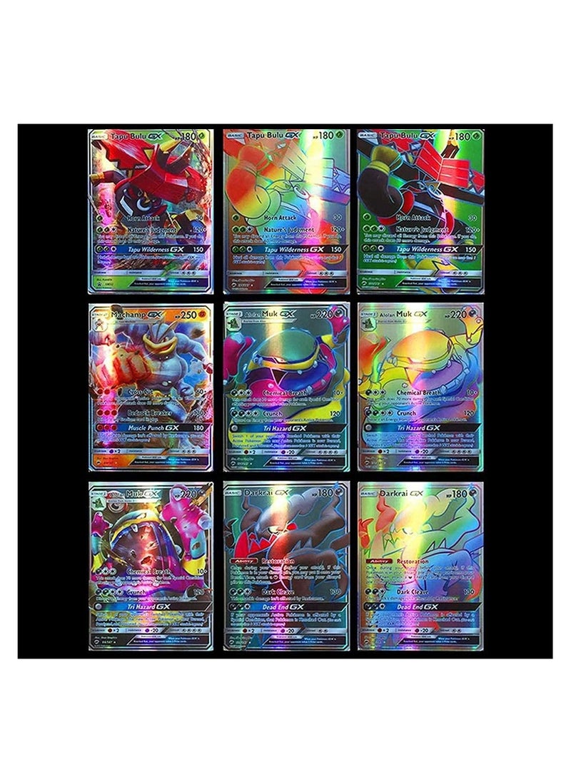 Pokemon - 100pcs Cards Vmax Assorted Cards TCG Card Packs Ultra Rare Shiny Collection Cards Set 95 GX+5 Mega cards No Duplicates Card for Kids Including Deck Box Best Gift for Collectors - Image 1