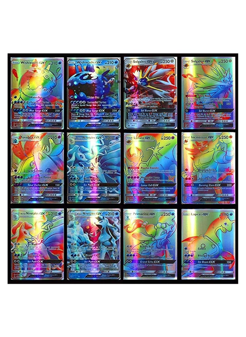 Pokemon - 100pcs Cards Vmax Assorted Cards TCG Card Packs Ultra Rare Shiny Collection Cards Set 95 GX+5 Mega cards No Duplicates Card for Kids Including Deck Box Best Gift for Collectors - Image 1