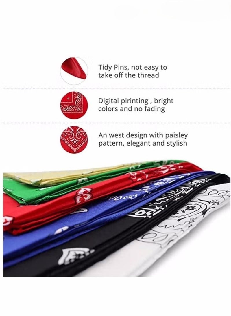 Beauenty 6 Pieces Bandanas for Men Women, Colorful Handkerchief and Neckerchief, Cotton Paisley Headbands Scarf Cowboy Bandana, Square Bandanas ideal for Hip-Hop Cycling Also as Handkerchief - Image 3