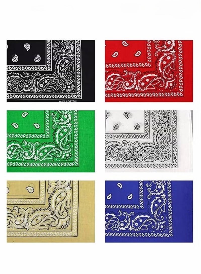 Beauenty 6 Pieces Bandanas for Men Women, Colorful Handkerchief and Neckerchief, Cotton Paisley Headbands Scarf Cowboy Bandana, Square Bandanas ideal for Hip-Hop Cycling Also as Handkerchief - Image 1