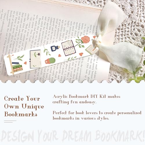 Dazoratix Book Lovers Acrylic Bookmarks - 45 Pcs Cute Acrylic Bookmark Blanks Clear Aesthetic Double-Sided Pastel Bookmark Making Kit UV DTF Transfer Stickers Yellow Pink Ribbon Women DIY Crafts Gifts - Image 5